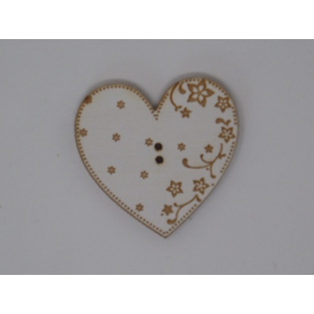 Coeur Eleonore blanc gravé (bouton) Coeur Eleonore blanc gravé (bouton)
