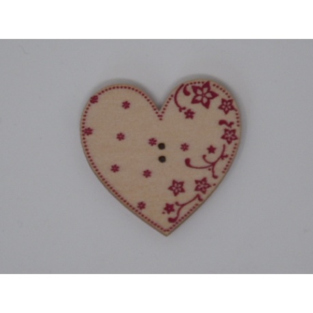 Coeur Eleonore érable gravure rouge (bouton) Coeur Eleonore érable gravure rouge (bouton)