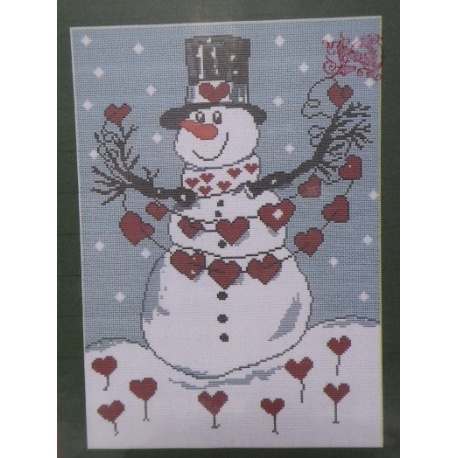 Bonhomme de neige aux coeurs rouges