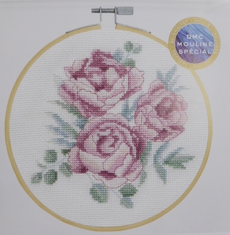 Kit Point De Croix DMC - Pivoines Roses Par Aksinya Nizhnik - Niveau Intermédiaire, Fils DMC Inclus