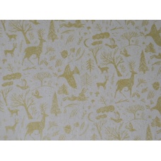 Tissu "Forêt Hiver Or"