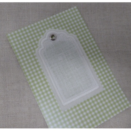 Etiquette rectangle en lin à broder - 5 X 8.8cm