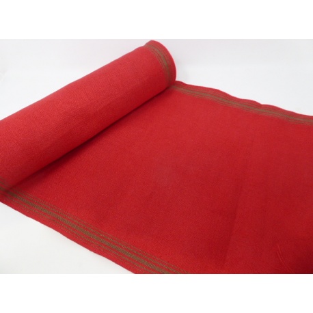 Bande Lin 11 fils - rouge liseré vert - 34cm de large Bande Lin 11 fils - rouge liseré vert - 34cm de large