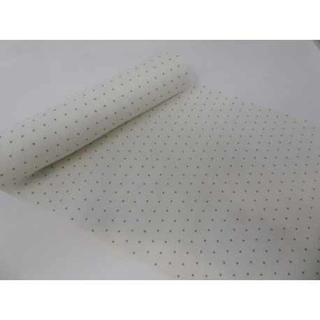 Bande Lin 11 fils - Blanc Pois Vert - 30cm de large