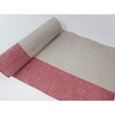 Bande Lin 11 fils - Naturel Rouge- 26cm de large Bande Lin 11 fils - Naturel Rouge- 26cm de large
