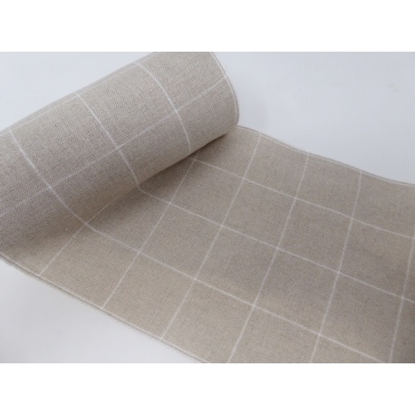 Bande Lin 11 fils - Naturel à Carreaux- 22.5cm de large Bande Lin 11 fils - Naturel à Carreaux- 22.5cm de large