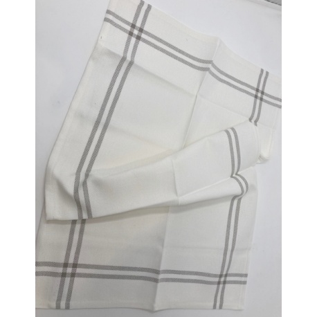 Torchon ISA Blanc liseré Gris Torchon ISA Blanc liseré Gris