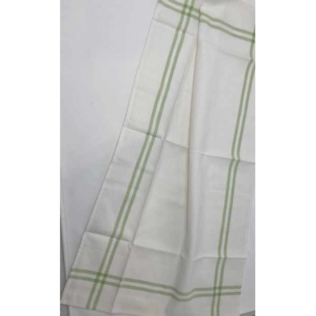 Torchon ISA Blanc liseré Vert Torchon ISA Blanc liseré Vert
