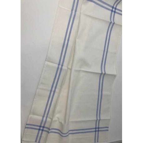 Torchon ISA Blanc liseré Bleu Torchon ISA Blanc liseré Bleu