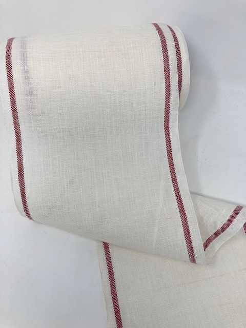 Broderie Au Point Compté Sur Lin Blanc Cassé - Motif Champêtre