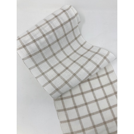 Bande Lin 11 fils - Blanc Cassé Carreau Brun - 20cm de large Bande Lin 11 fils - Blanc Cassé Carreau Brun - 20cm de large