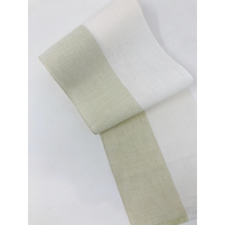 Bande Lin 11 fils -Blanc Cassé/Vert pâle - 20cm de large Bande Lin 11 fils -Blanc Cassé/Vert pâle - 20cm de large