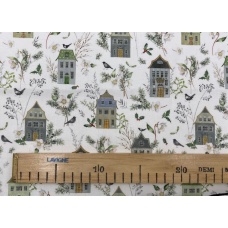 Tissu "Maison & Verdure Hivernale"