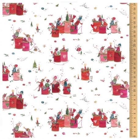 Tissu "Jeu de Fil de Noël"