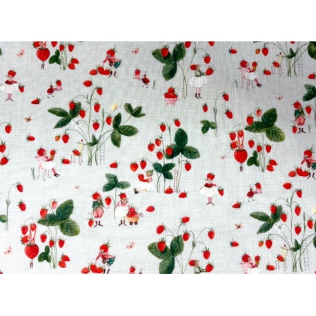 Tissu "Récolte de Fraises"