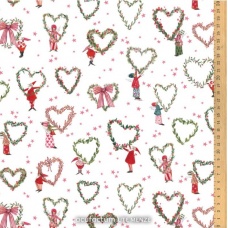 Tissu "Cœurs de Noël"